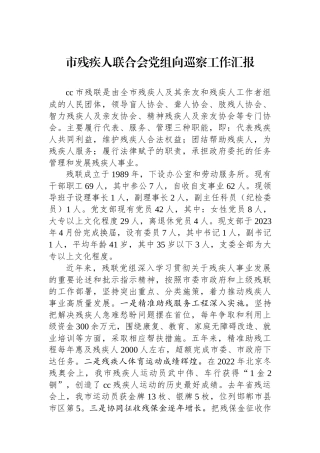 市残疾人联合会党组向巡察工作汇报.docx