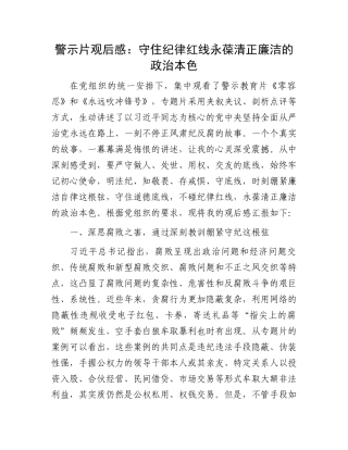 警示片观后感：守住纪律红线永葆清正廉洁的政治本色.docx