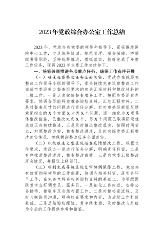2023年党政综合办公室工作总结.docx