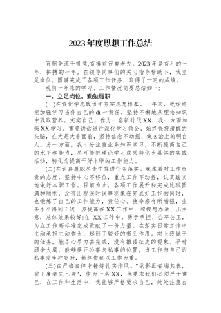 2023年度思想工作总结.docx