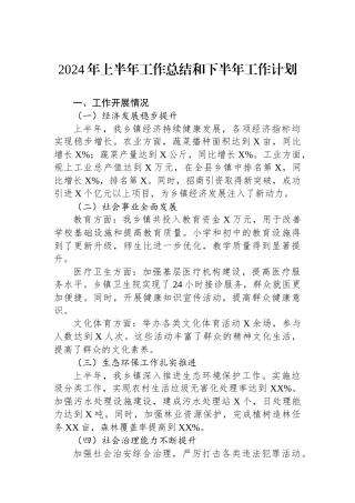 2024年上半年工作总结和下半年工作计划.docx
