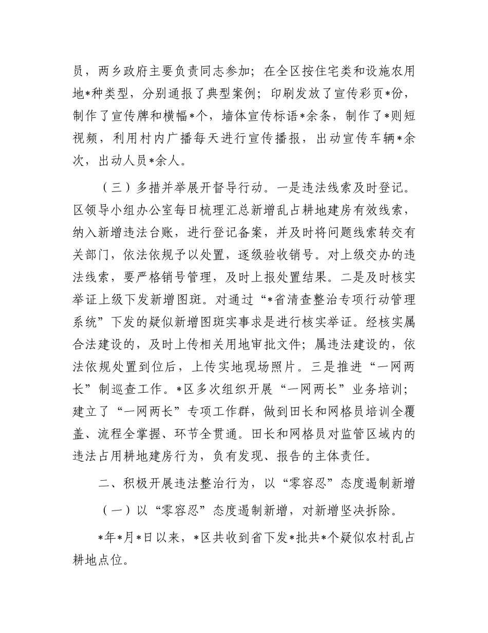 区农村乱占耕地建房专项整治行动工作报告.docx_第2页