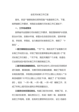 全区河长制工作汇报.docx