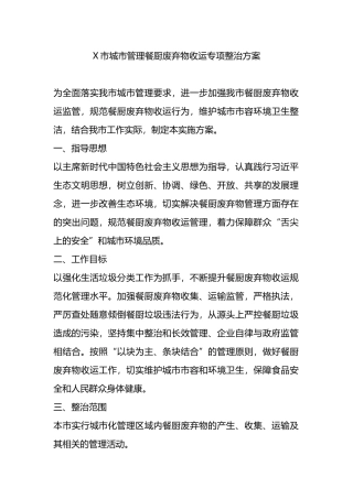 X市城市管理餐厨废弃物收运专项整治方案.docx
