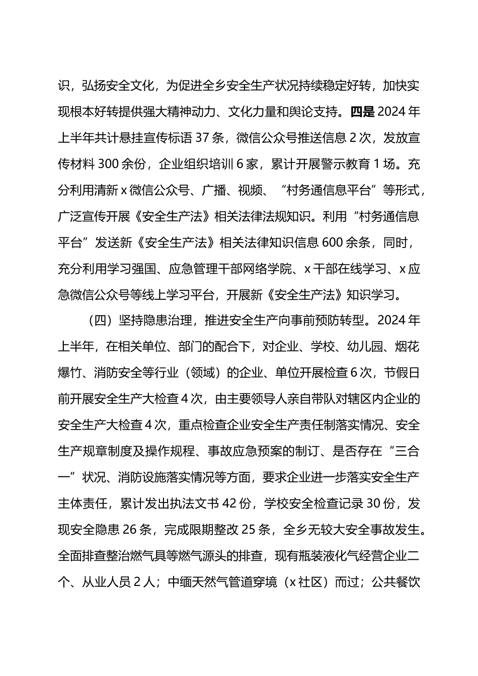 X乡2024年上半年安全生产工作总结.docx_第3页