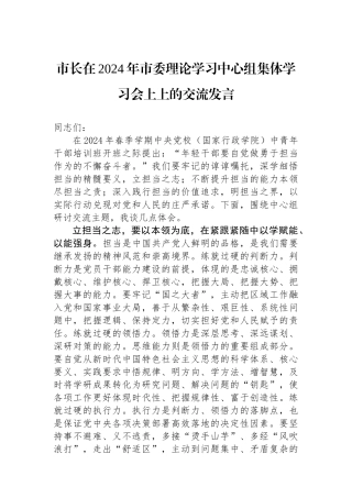 市长在2024年市委理论学习中心组集体学习会上上的交流发言.docx