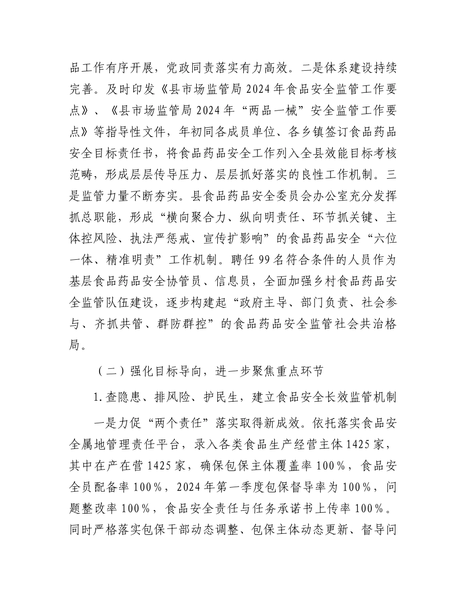 县2024年上半年食品药品安全工作总结.docx_第2页