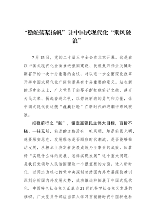 “稳舵荡桨扬帆”让中国式现代化“乘风破浪”.docx