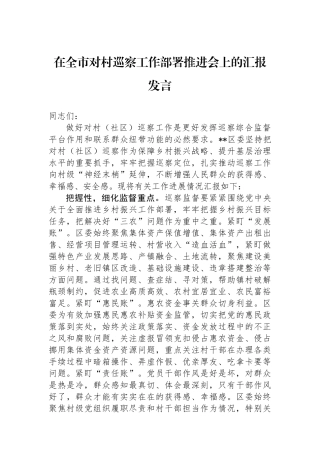 在全市对村巡察工作部署推进会上的汇报发言.docx