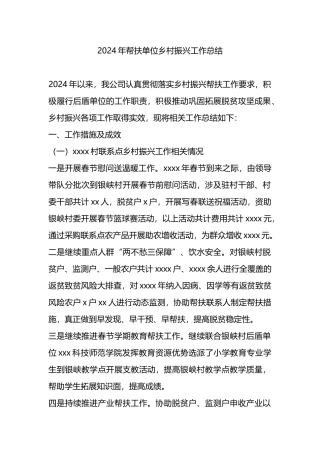 2024年帮扶单位乡村振兴工作总结.docx