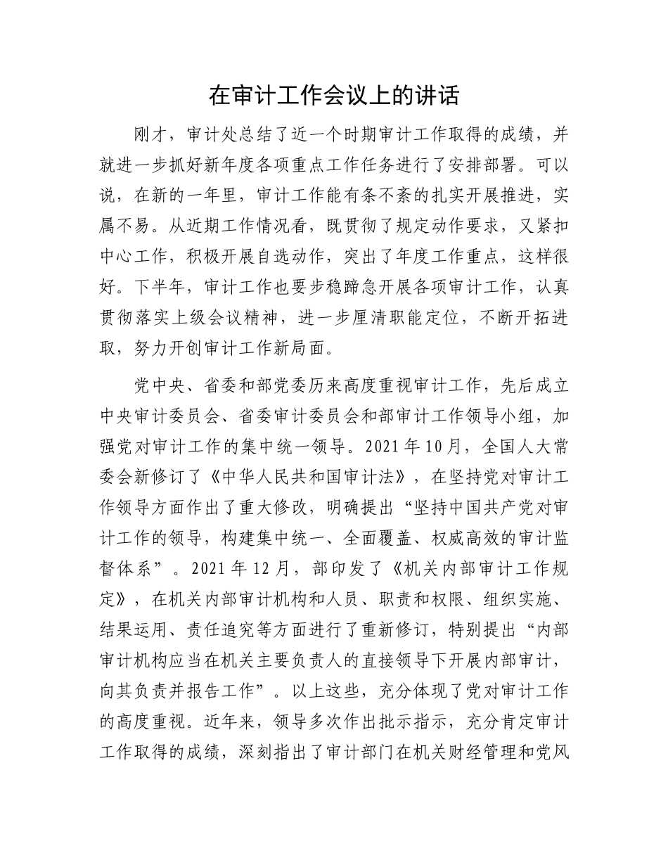 在审计工作会议上的讲话.docx_第1页