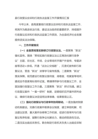县行政复议应诉和行政执法监督工作开展情况汇报总结.docx