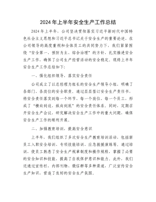 2024年上半年安全生产工作总结.docx