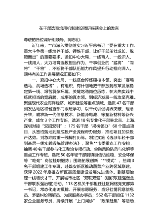 在干部选育培用机制建设调研座谈会上的发言.docx
