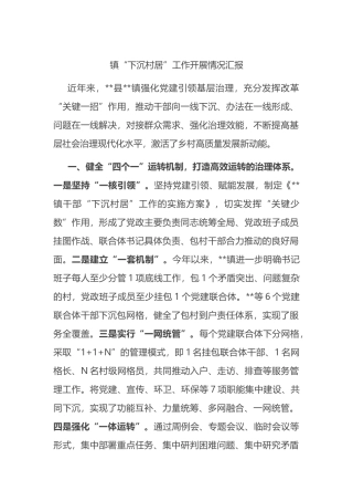镇“下沉村居”工作开展情况汇报.docx