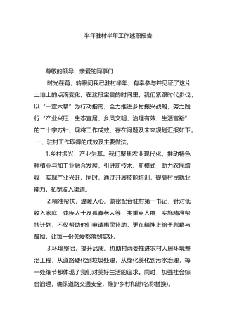半年驻村半年工作述职报告.docx