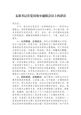支部书记在党员处分通报会议上的讲话.docx