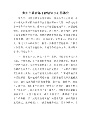 参加市委青年干部培训班心得体会.docx