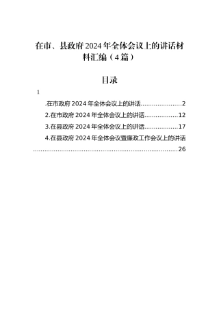 在市、县政府2024年全体会议上的讲话材料汇编（4篇）.docx