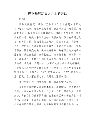在下基层动员大会上的讲话.docx