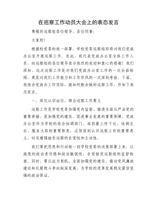 在巡察工作动员大会上的表态发言.docx