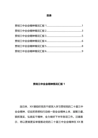 宣传贯彻三中全会精神情况汇报汇编（6篇).docx