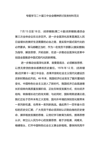 专题学习二十届三中全会精神研讨发言材料范文.docx