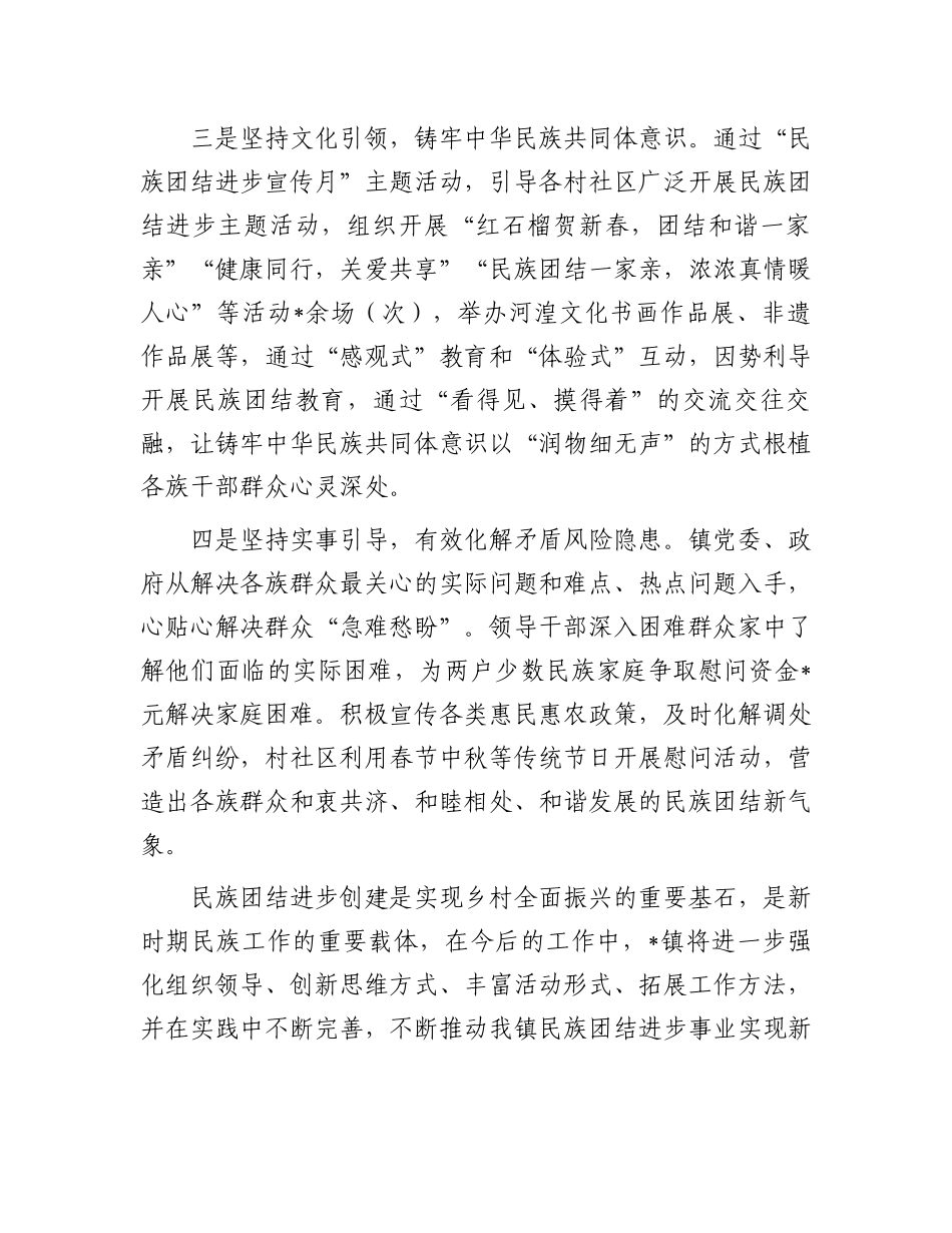 镇民族团结进步示范创建工作情况汇报.docx_第2页