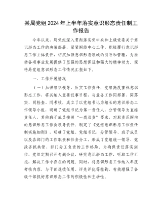某局党组2024年上半年落实意识形态责任制工作报告.docx