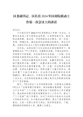 区委副书记、区长在2024年区府院联动工作第一次会议上的讲话.docx