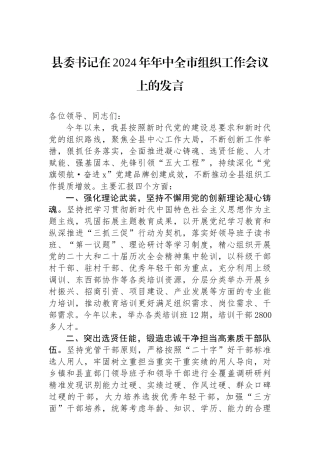 县委书记在2024年年中全市组织工作会议上的发言.docx