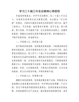 学习二十届三中全会精神心得感悟(1).docx