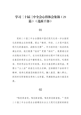 学习二十届三中全会心得体会集锦（29篇）（选派干部）.docx