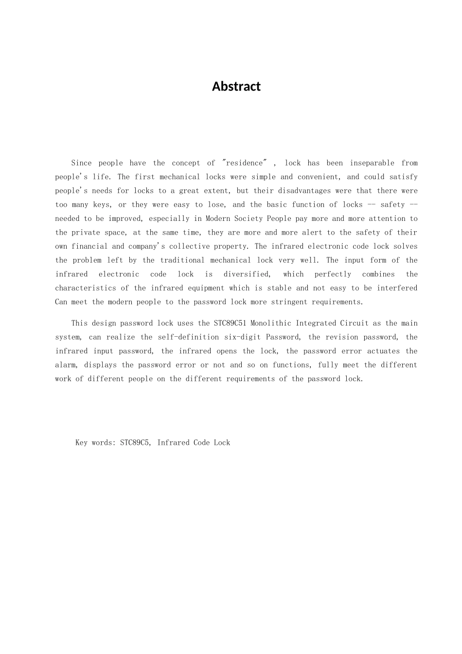 基于单片机的红外遥控电子密码锁设计和实现 自动化工程专业.docx_第2页