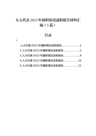 人大代表2023年履职情况述职报告材料汇编（5篇）.docx