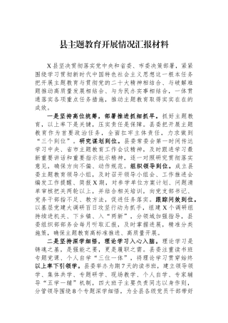 县主题教育开展情况汇报材料.docx