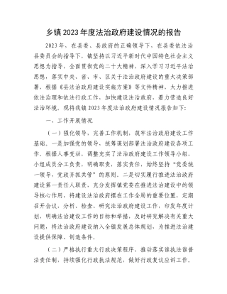 乡镇2023年度法治政府建设情况的报告.docx