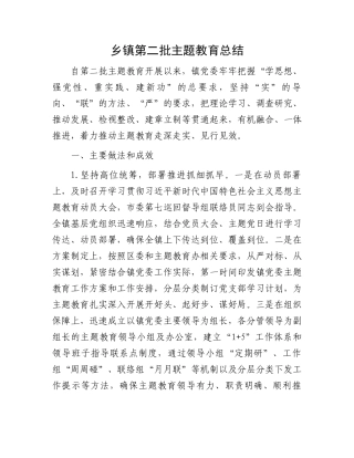 乡镇第二批主题教育总结.docx