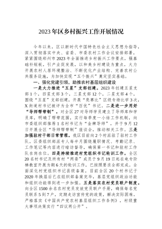 2023年区乡村振兴工作开展情况.docx
