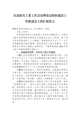 在高校关工委工作会议暨基层组织建设工作推进会上的汇报发言.docx