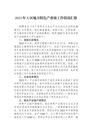 2023年X区地方特色产业链工作情况汇报.docx
