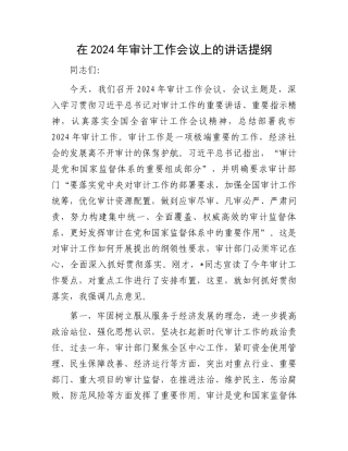 在2024年审计工作会议上的讲话提纲.docx