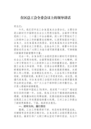 在区总工会全委会议上的领导讲话.docx