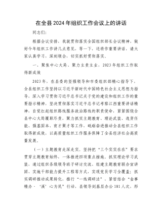 在全县2024年组织工作会议上的讲话.docx