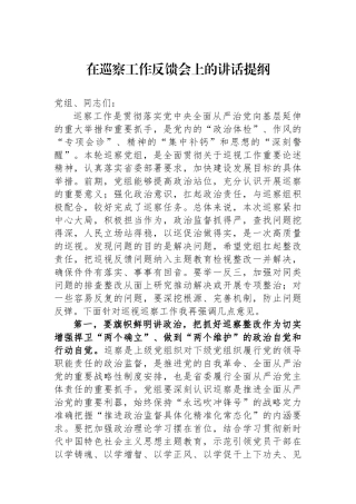 在巡察工作反馈会上的讲话提纲.docx