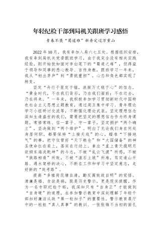 年轻纪检干部到局机关跟班学习感悟.docx