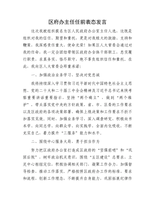 区府办主任任前表态发言.docx