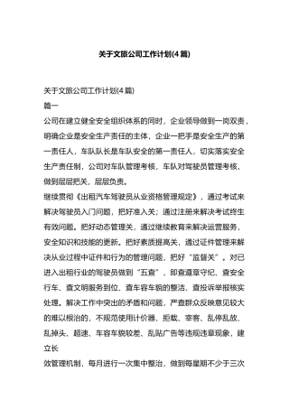 关于文旅公司工作计划(4篇).docx