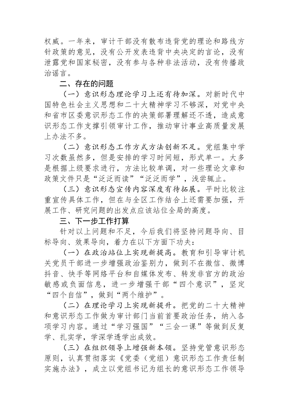 区审计局2023年意识形态工作总结.docx_第3页