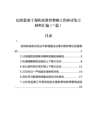 纪检监察干部队伍教育整顿工作研讨发言材料汇编（7篇）.docx